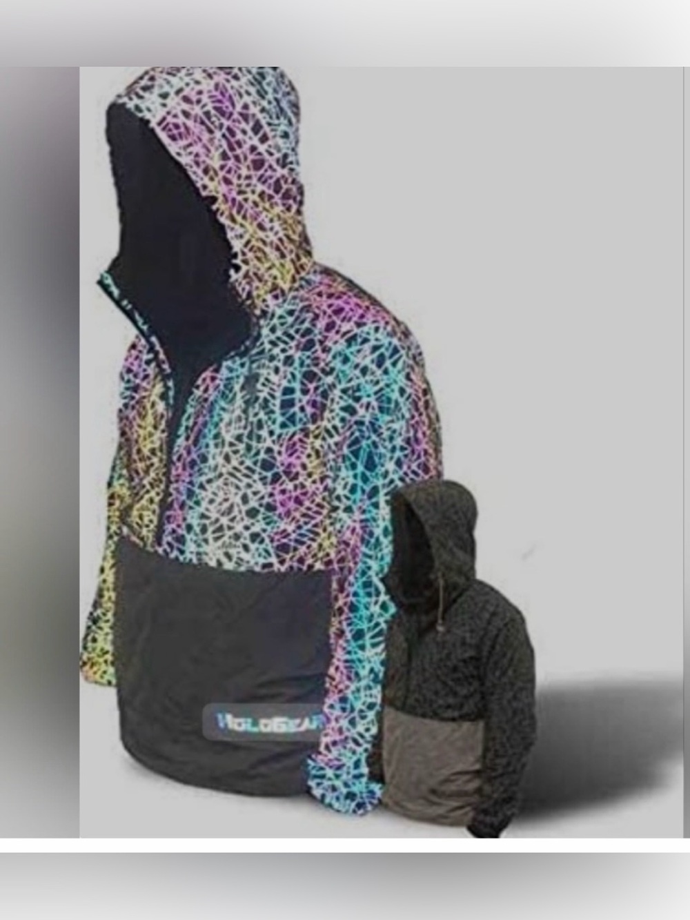 HoloGear Holographic Glowing Reflective Half Zip Unisex L